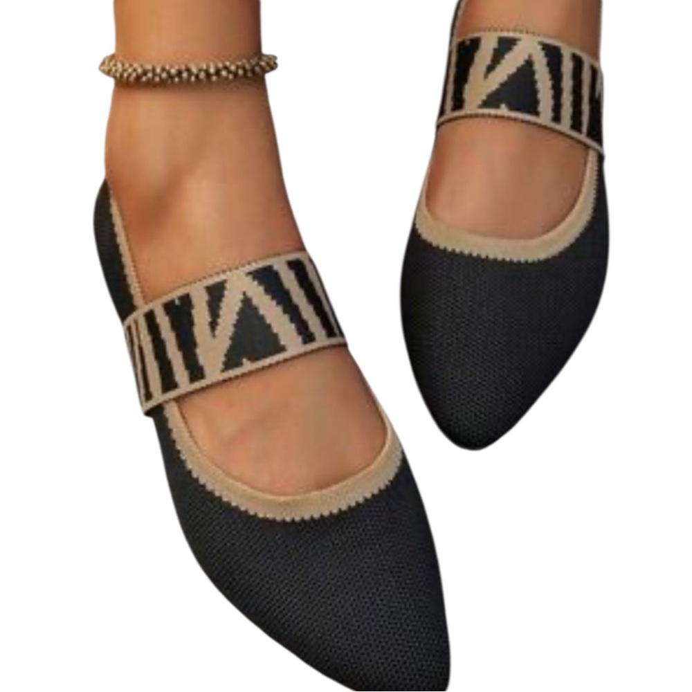 New MIA Women’s Madeleine Black Knit Ballet Flats Y2K Casual Soft‎ Breathable